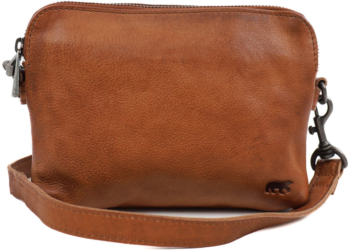 Bear Design Simone Leren Schoudertasje - Cognac
