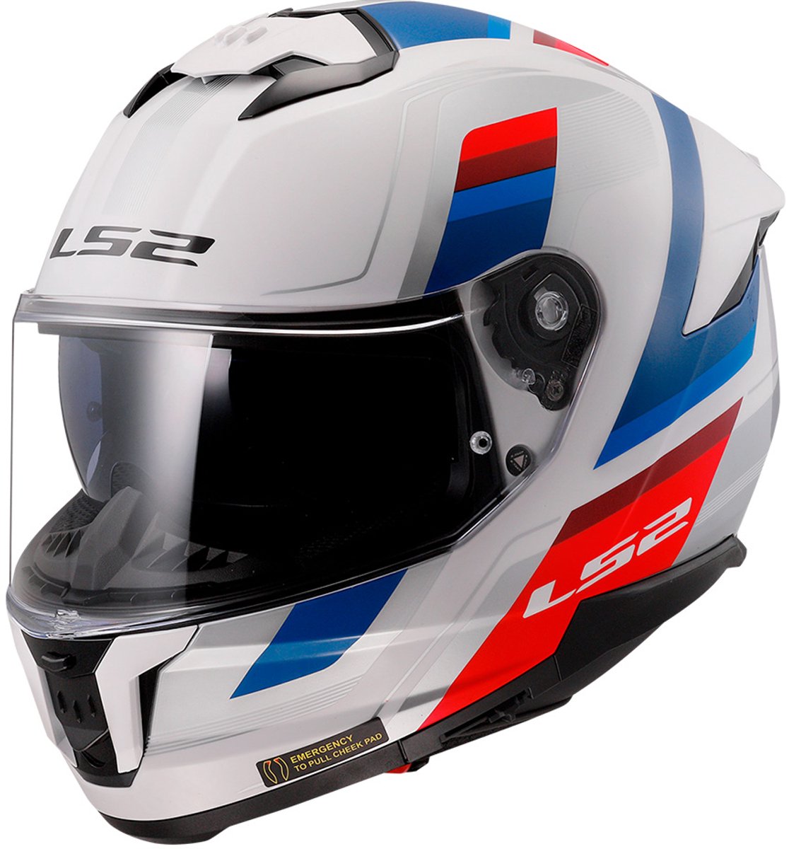 LS2 FF808 STREAM II VINTAGE WHITE BLUE RED-06-3XL - Maat 3XL - Helm