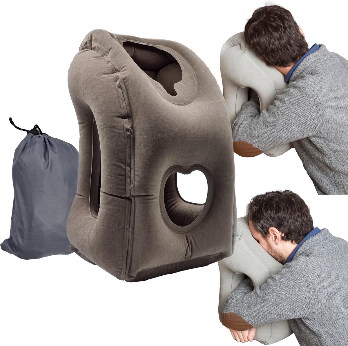 My Ninki ® Neksteun Voor Comfortabele Reizen: Opblaasbaar Kussen Voor Voorwaarts Slapen In Vliegtuig, Bus & Trein