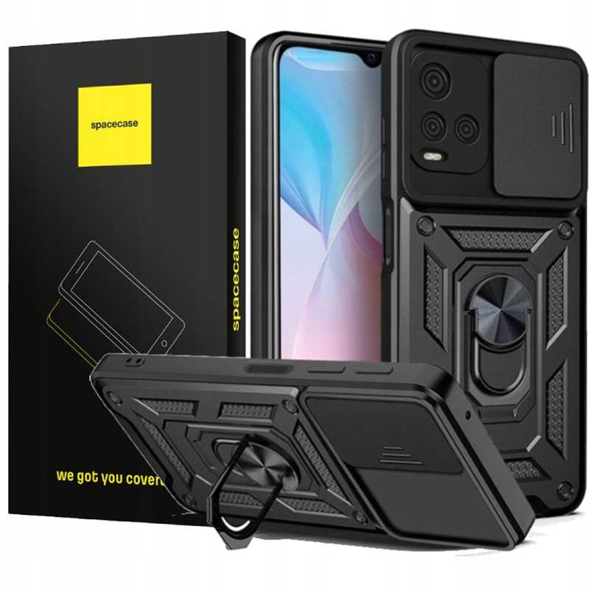 Spacecase Case Voor Vivo Y21S Zwarte Telefoonbescherming