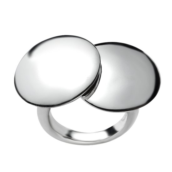 Behave - Ring - Ring moderne argentée à double cercle | Minimaliste et élégant | Sans nickel