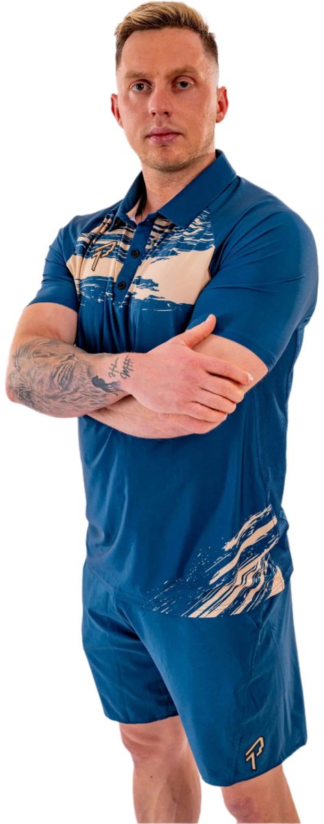 Proma Sports - Performance Polo - Brush Navy/Gold - XS/S - Tennis - Padel - Hockey - Football