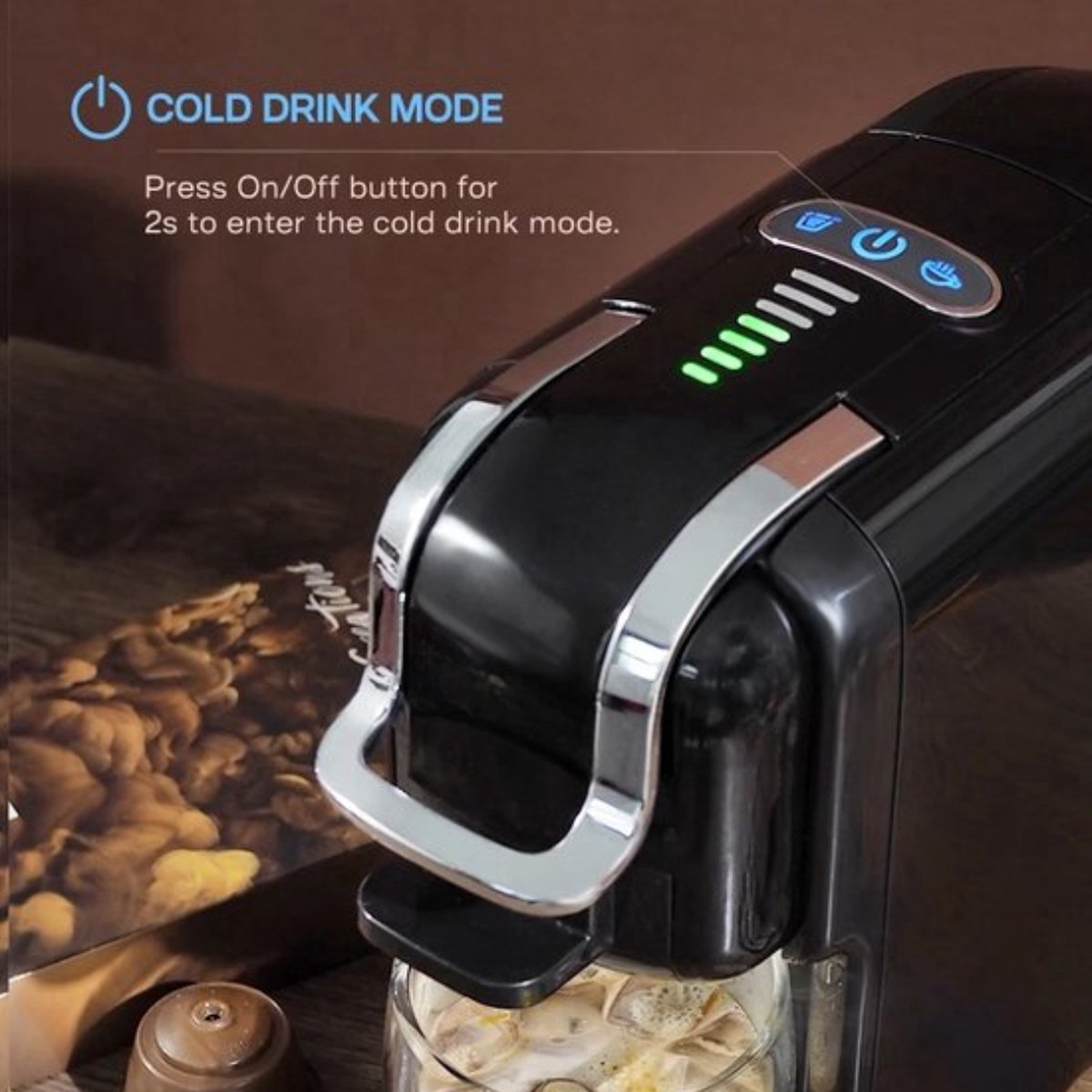 Koffiezetapparaat/melkopschuimer - Zwart - Koffie - Koffiemachine - 5-in-1 Compatibel ontwerp - Koud/warm functie - Koffiezetapparaat cups thumbnail 2