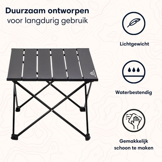 NEEDVENTURE® Campingtafel Inklapbaar - Kampeertafel Opvouwbaar - Inklapbare Tafel - Vouwtafel - Lichtgewicht Aluminium - Picknicktafel Kinderen - Zwart - 68x40x40cm - Large van NEEDVENTURE® — afbeelding 4