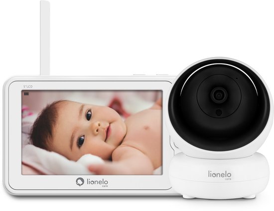Lionelo Babyline 8.3 – Babyfoon met Camera – 5” Full HD Scherm – 360° Draaibare Camera – Nachtzicht – VOX Functie – 2-Weg Audio – Opname tot 128 GB – Temperatuursensor – Bereik tot 200 m – 8 Uur Batterijduur