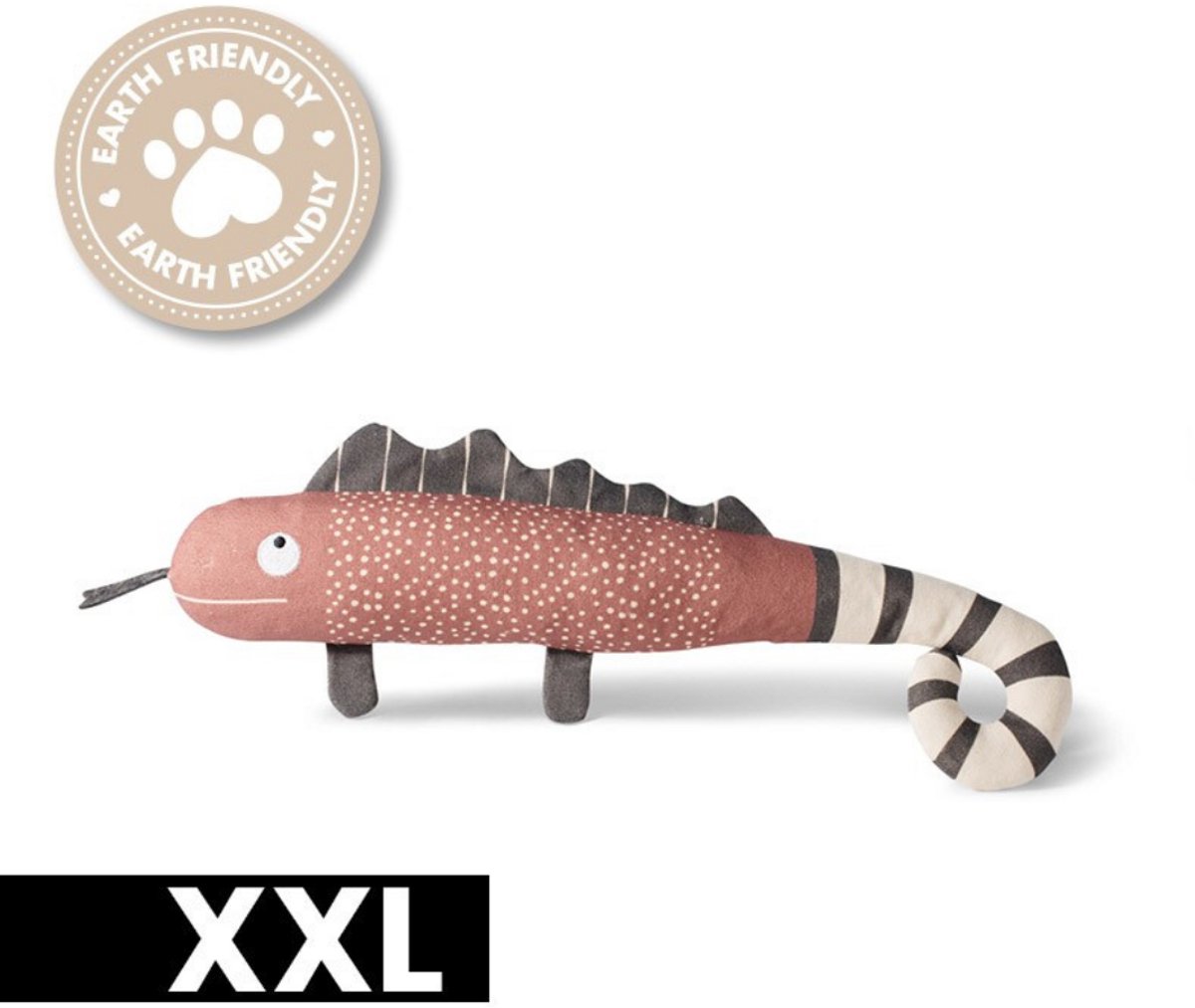 PetShop by Fringe Studio - One In A Chameleon - Hondenspeelgoed - Kameleon - Eco vriendelijk - Earth Friendly - XXL Speelgoed - Groot Honden speeltje - Puppy speelgoed - Canvas - Duurzaam Hondenspeelgoed - Duurzaam - Hond - Roze - Grijs - Katoen