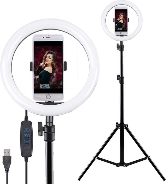 BRYGHT 10 Inch LED Licht - Smartphone Statief - Ringlamp - TikTok - Ringlight met statief - 160cm statief - Ring Light Lamp