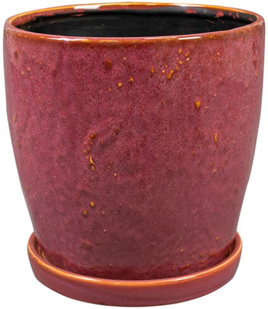 Pot de fleurs Ter Steege avec soucoupe rouge-violet D 20 cm H 19 cm