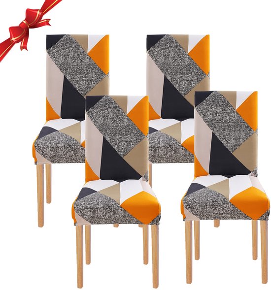 Set van 4 elastische fluwelen ronde stoelhoezen met lage rug, grote