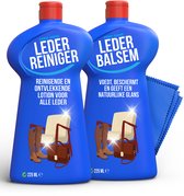 Vero Shine Set Ledercreme en Leder Reiniger (2x 225ml), Leeerreiniger en Lederbalsem, Alternatief voor Ledervet, Voedende Reiniger en Lotion, voor natuurlijk als gekleurd leer