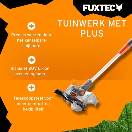 FUXTEC bosmaaier accu 20V - grastrimmer - set met batterij (2A), lader (2,4A) en reservemesjes (20 stuks) van FUXTEC — afbeelding 4
