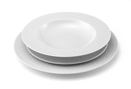 Médard De Noblat AF00CCB000S18 Hermine 18-delige Tafelservies - Wit Porselein Met Elegante Lijn