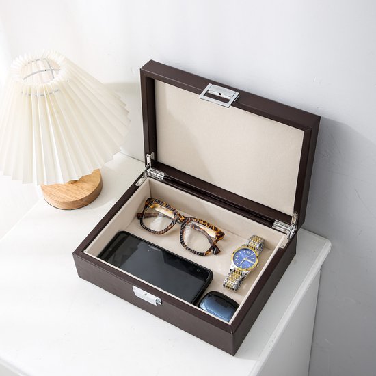 Collection Emilie - boîte de rangement - marron - boîte de rangement de luxe pour bijoux et accessoires - taille moyenne