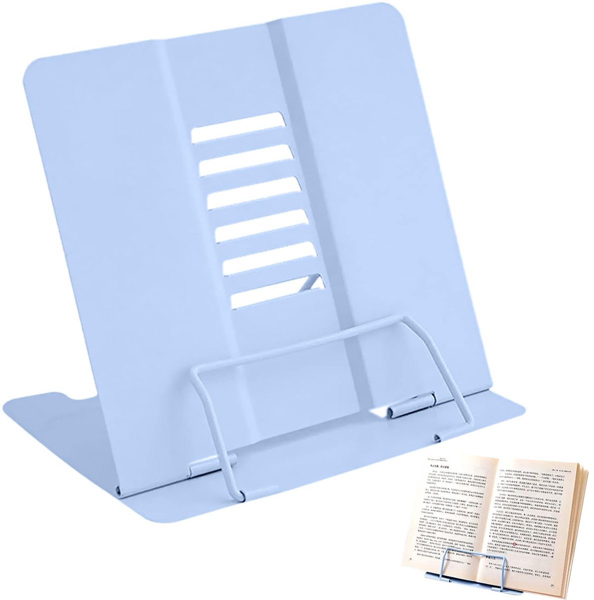 My Ninki ® Verstelbare Metalen Boekenstandaard voor Kantoor, School en Thuisgebruik in Blauw