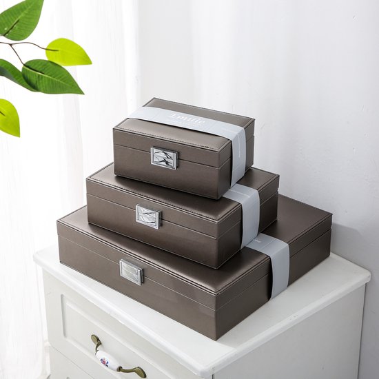 Collection Emilie - boîte de rangement - argent métallisé - boîte de rangement de luxe pour bijoux et accessoires - taille petite