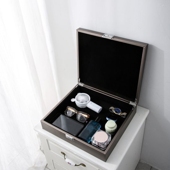 Collection Emilie - boîte de rangement - argent métallisé - boîte de rangement de luxe pour bijoux et accessoires - taille L