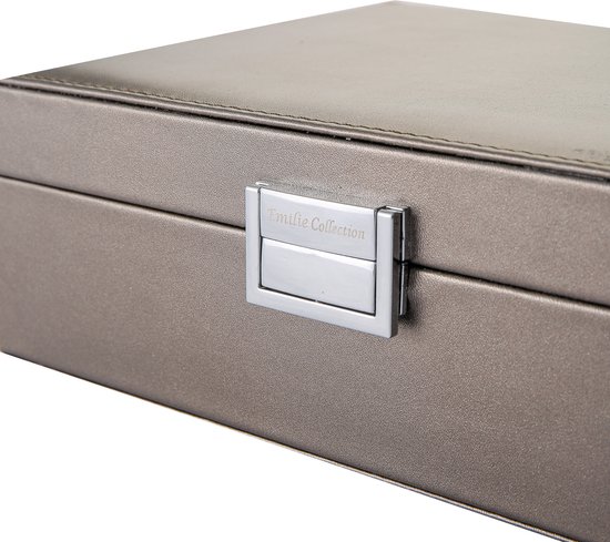 Collection Emilie - boîte de rangement - argent métallisé - boîte de rangement de luxe pour bijoux et accessoires - taille L