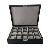 Emilie collection - horlogedoos - zwart - luxe opbergdoos voor 15 horloges - maat large
