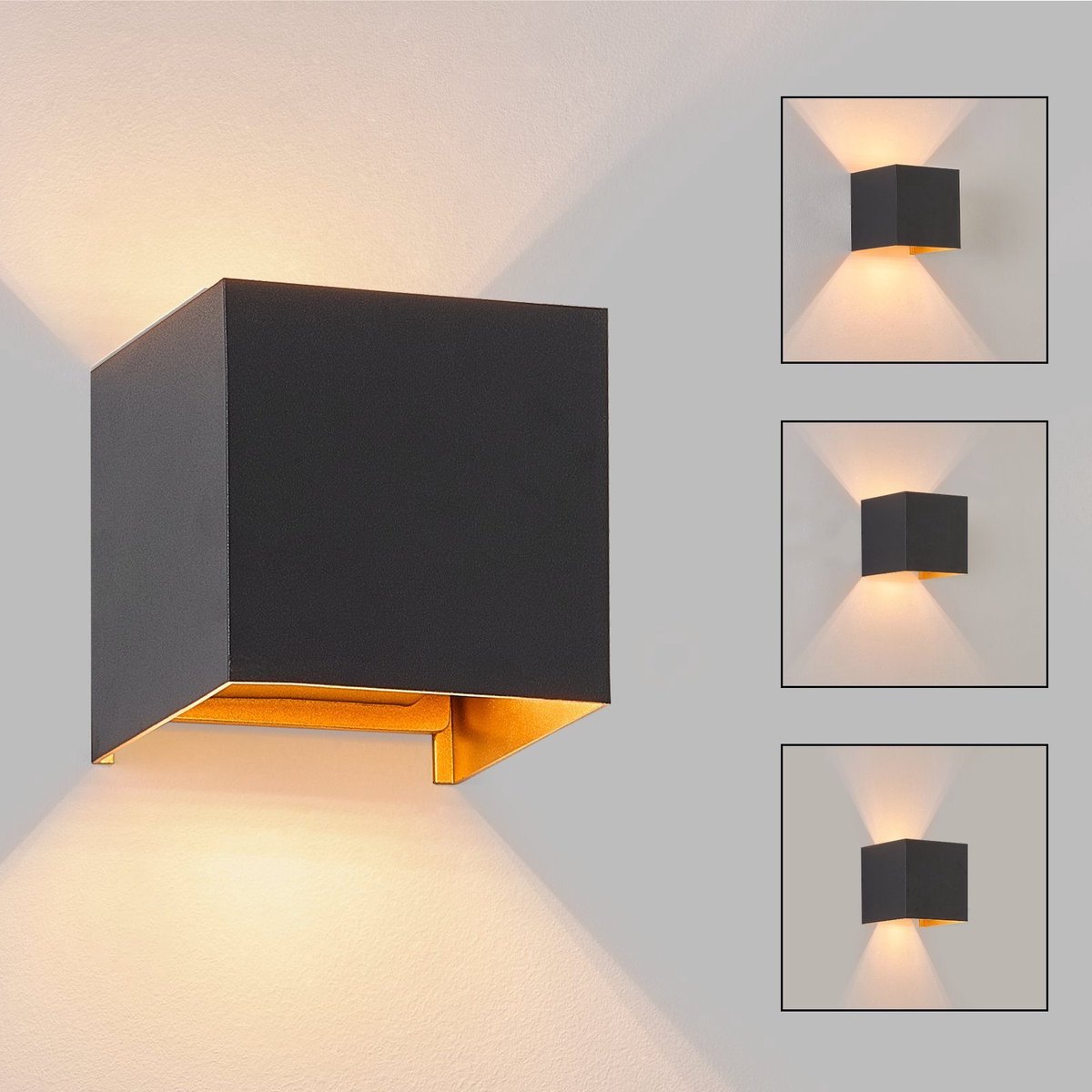 NETTLIFE Wandlamp LED - G9 - zwart goud - voor binnen en buiten - buitenwandlampen - 3000K warm wit - IP65 wandspot - voor huis | muur | trap | hal