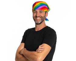 Partychimp voordeelverpakking 12 pack Bandana Regenboog Hoofdband Unisex Gay Pride Carnavalskleding Carnaval Accessoire - Multi - Polyester - 12 pack