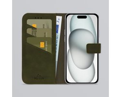 My Style Telefoonhoesje geschikt voor Apple iPhone 15 Hoesje | My Style Flex Wallet Bookcase Portemonnee | Pasjeshouder voor 3 Pasjes | Telefoonhoesje voor Pinpas / OV Kaart / Rijbewijs - Forest Green | Groen