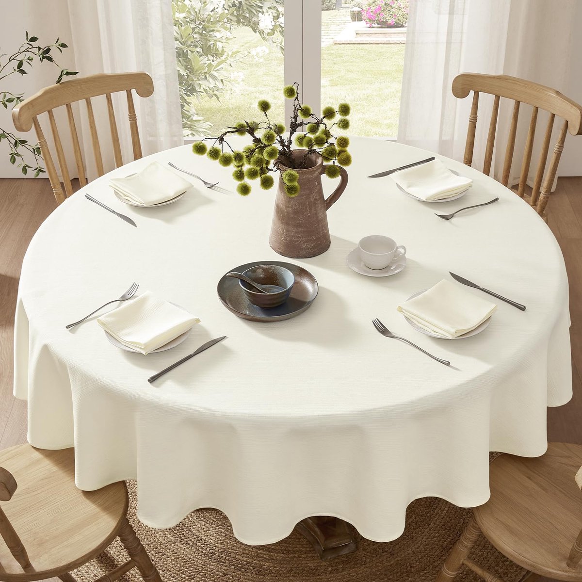 My Ninki ® Tafelkleed Rond 80 cm Waterafstotend en Onderhoudsvriendelijk voor Binnen en Buiten Gebruik