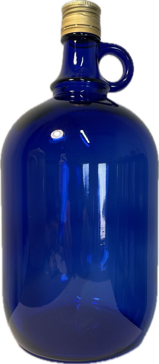 Fles 2 L Azure blauw met oor - fermentatiefles 2 liter - vergistingsfles 2 liter