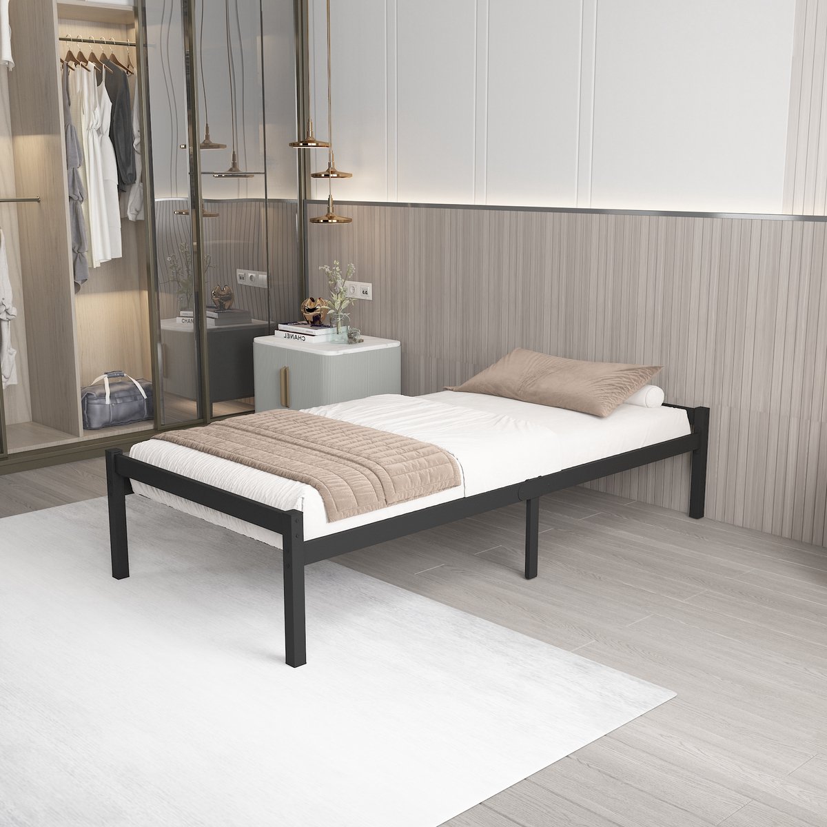 AirSleeperz® heavy duty metalen bedframe Luuk - Kleur zwart - Afmeting 90x200 cm - Voor 1 persoon - Draagkracht 350 kg