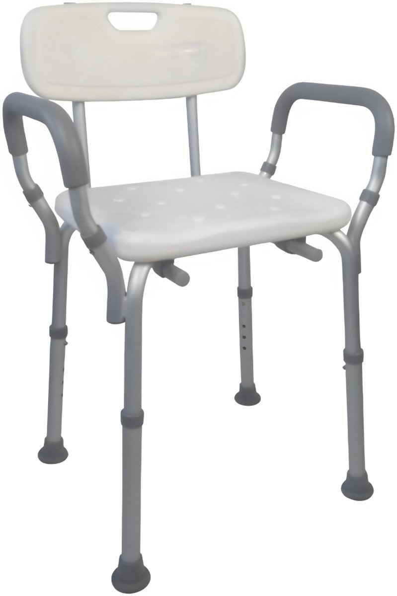 Mobiclinic Puerto - Douchestoel - verstelbare badzitje - ergonomische - douchestoel voor volwassenen - badzitje voor gehandicapten - anti-slip - in hoogte verstelbaar - met rugleuning en armleuningen