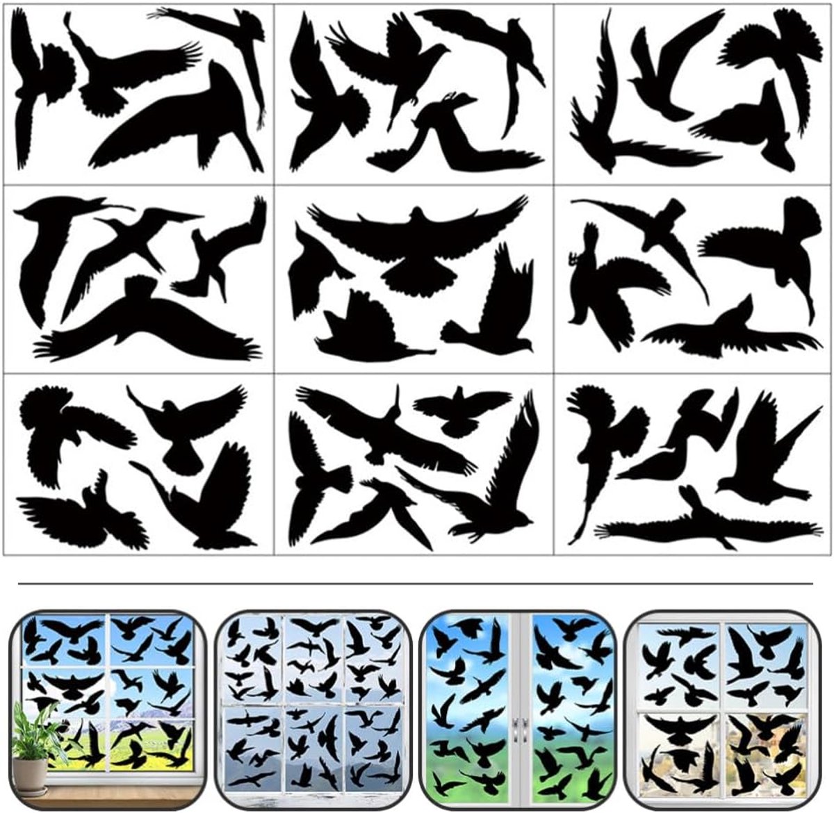 9 vellen kolibrie raamstickers, anti-botsings, raamstickers, vogelaanvaring op raamglas afschrikstickers, zelfklevende, veiligheid vogel, raamdecoratie