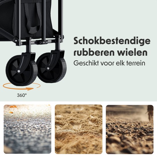 LifeGoods Bolderkar - Opvouwbaar - 80KG Draagkracht - 80L - Wasbaar Polyester - Compact - Zwart van LifeGoods — afbeelding 5