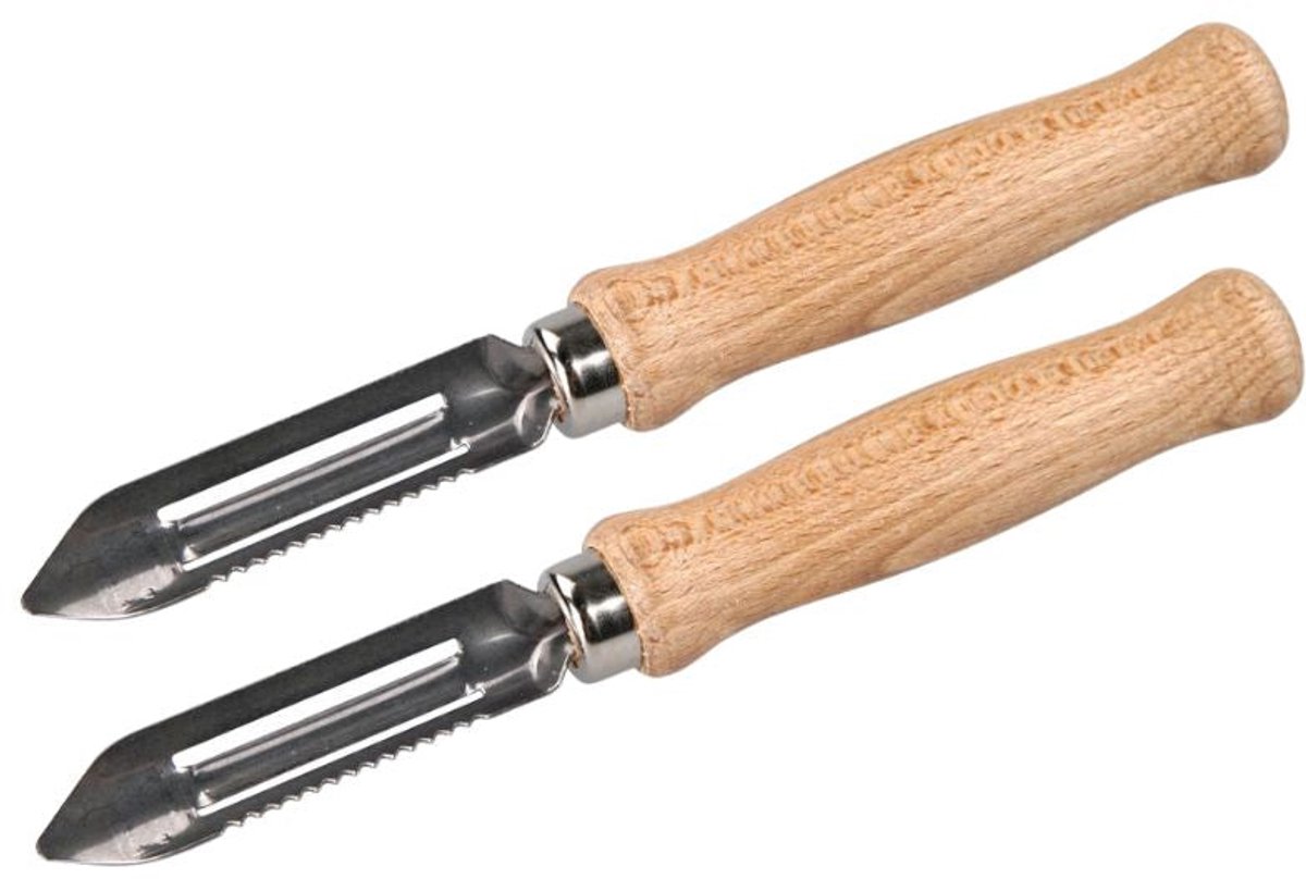 Set van 2 aspergeschillers met houten handvat 15 cm Fackelmann
