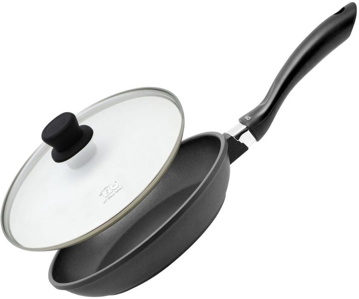 Koekenpan 24 cm en glazen deksel zonder PFAS Elo Alucast