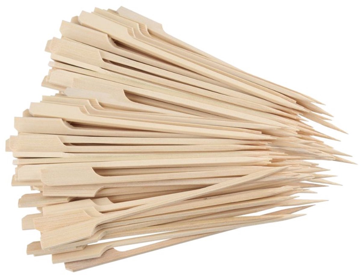 Set van 100 houten prikkers spiesjes van 15 cm Fackelmann Wegwerp