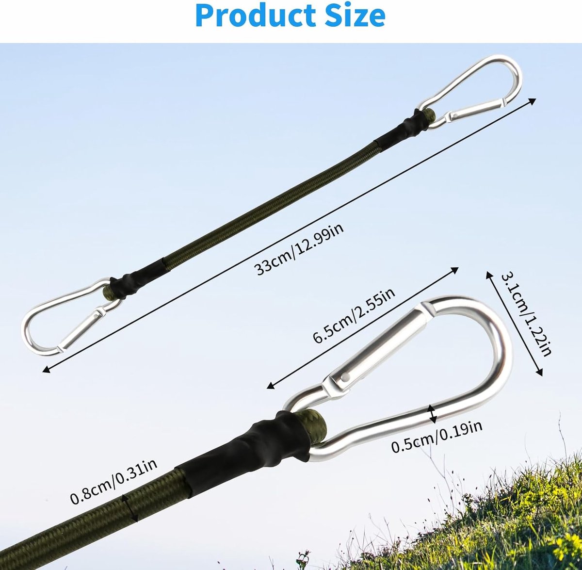Akicderu Spanrubber met karabijnhaak, 60 cm expander met karabijnhaak, 4 stuks spanbanden met haken, sterke bagagespanner, rubberen spanner met haak voor bagage, camping en nog veel meer