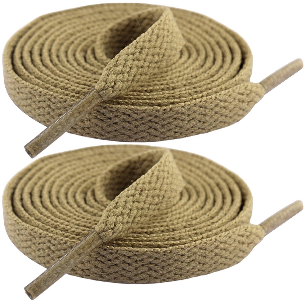 Fako Fashion - Schoenveters - Veters - Plat - 8mm - 120cm - 1 Paar - 2 Stuks - Khaki