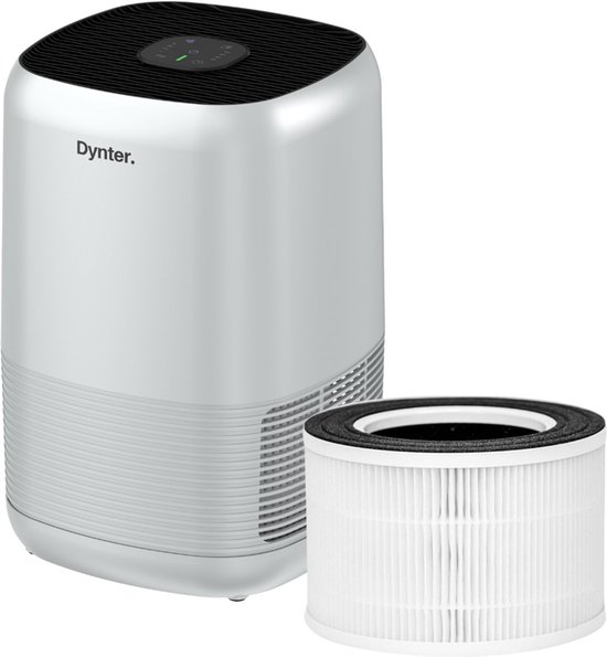 Dynter Luchtreiniger AirPure PA244 – HEPA 13 & Koolstoffilter + Ionisator – Tegen Hooikoorts, Huisstofmijt & Geur – CADR 260m³/h – Luchtkwaliteit Sensor – Met slaapstand – Voor 55m² – Stil & Energiezuinig