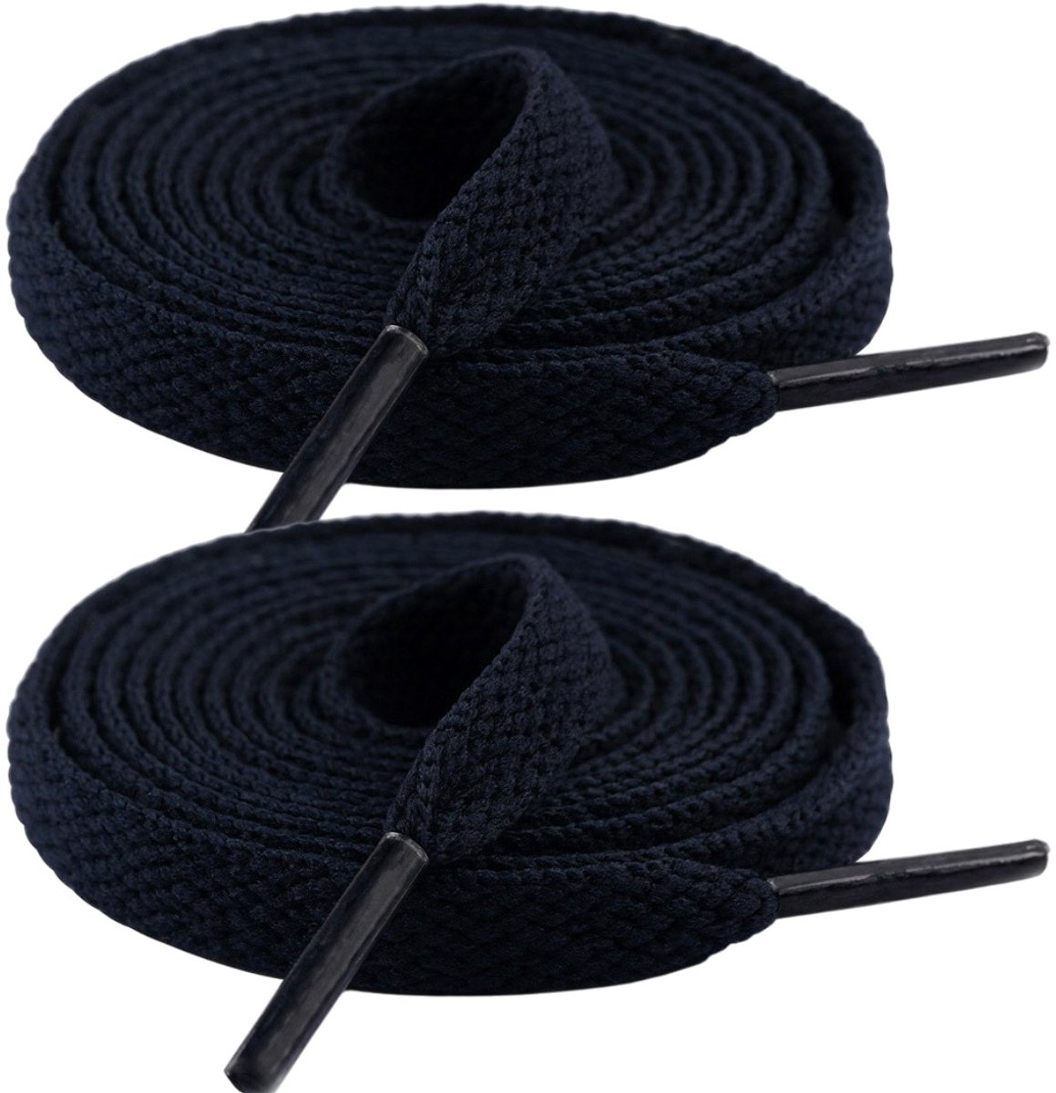 Fako Fashion - Schoenveters - Veters - Plat - 8mm - 120cm - 1 Paar - 2 Stuks - Navy Blauw