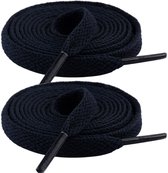 Fako Fashion - Schoenveters - Veters - Plat - 8mm - 120cm - 1 Paar - 2 Stuks - Navy Blauw
