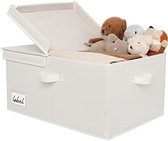 Boîte de rangement Selbro® avec couvercle, extra large, jaune et Wit – Panier de rangement pliable pour vêtements, speelgoed et plus encore