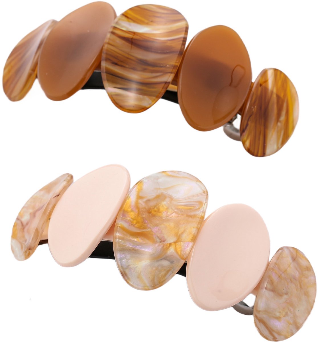 Emilie collection - haarspeld - groot - 2 stuks - bruin - gebroken wit