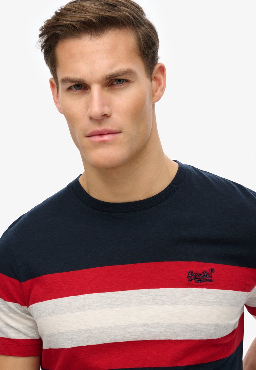 Superdry Essentials T-shirt met strepen Heren T-shirts Marineblauw