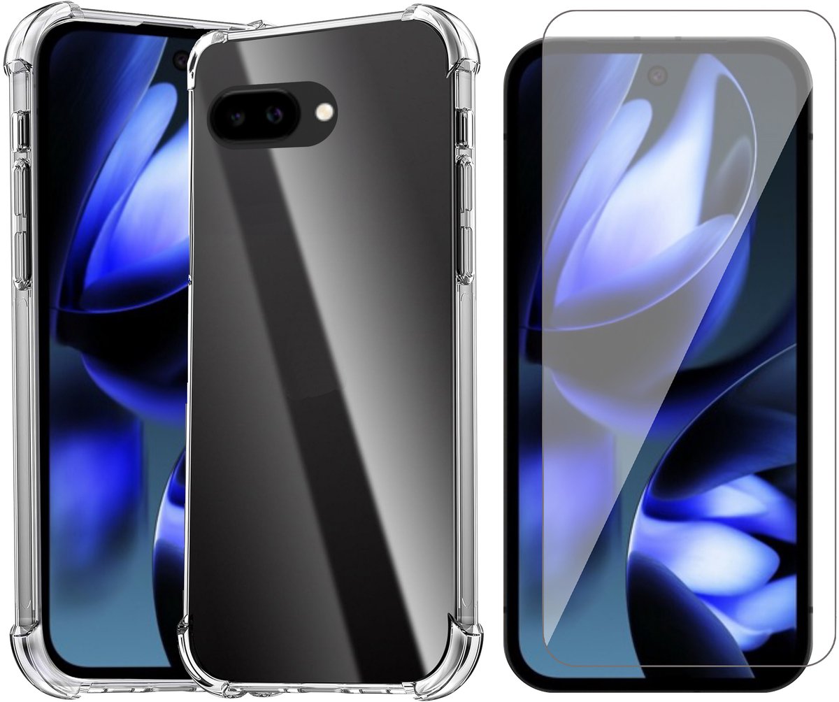 Hoesje geschikt voor Google Pixel 9a - Screenprotector Glas - Shockproof Transparant
