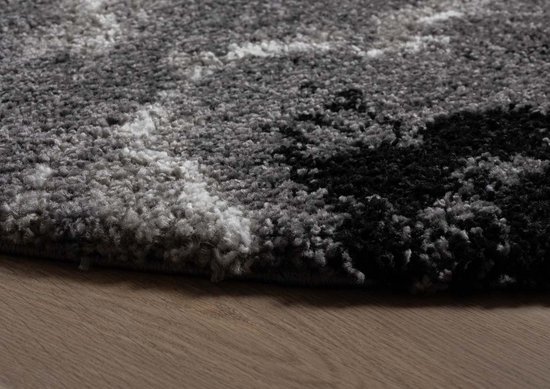 Rond hoogpolig vloerkleed Marble Artisan - grijs 240 cm