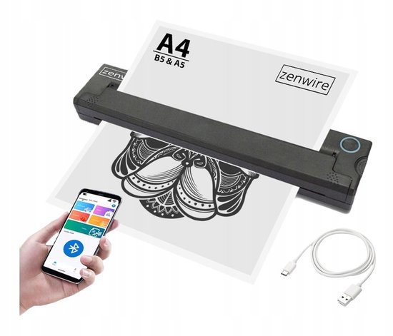 Draagbare Thermische Printer, Inktloos Printen, A4-formaat, Gebruiksvriendelijk, voor IOS voor, Grote Capaciteit voor Continu Printen, Inktloze Printer voor Mobiel Kantoor