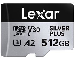 Lexar microSDXC Silver Plus UHS-I 512GB - Lezen 205MB/s, Schrijven 150MB/s - V30