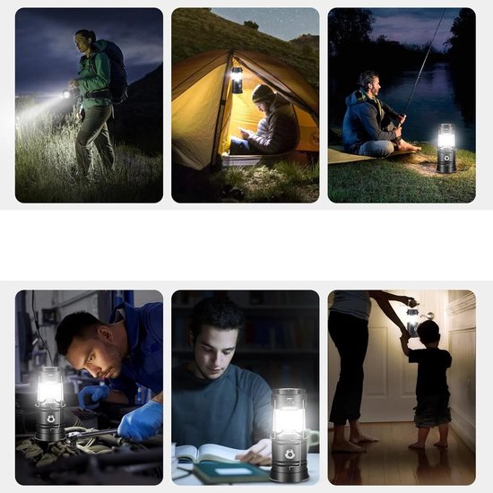 WiseGoods Premium Buiten LED Lantaarn - Stormbestendige Oplaadbare Tentlamp - Camping Lamp - USB Outdoor Lampje - Kamperen - Zwart — afbeelding 3