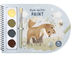 Little Dutch verfboek Forest Friends - knutselboek tekenen en schilderen, incl kwast en 4 kleuren verf - peuter kleuter - vakantieboek - speelgoed 3 jaar