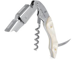 Mémoire® Couteau Sommelier Résine Maanwit - Kurkentrekker van Edelhars - 3 in 1 Sommelier mes met Flessenopener en Foliesnijder - Stijlvolle en Duurzame Wijnopener - Perfect voor Horeca en Thuis - Premium Kelnermes voor Wijnliefhebbers - Luxe Cadeau