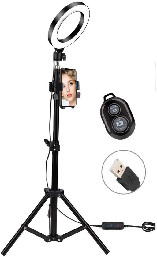 UPhitnis 12 Ring Light, Luce per Selfie, 63 Staffa Triangolare, Luce ad Anello LED da 3 modalità di Illuminazione con 10 luminosità, per Trucco, Fotografia, Youtube e Video Selfie